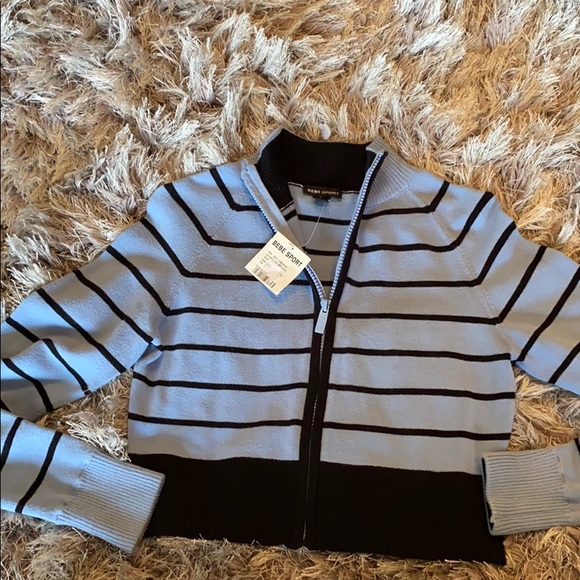 Bebe sport cropped athletic sweater L NWT - Picture 1 of 3